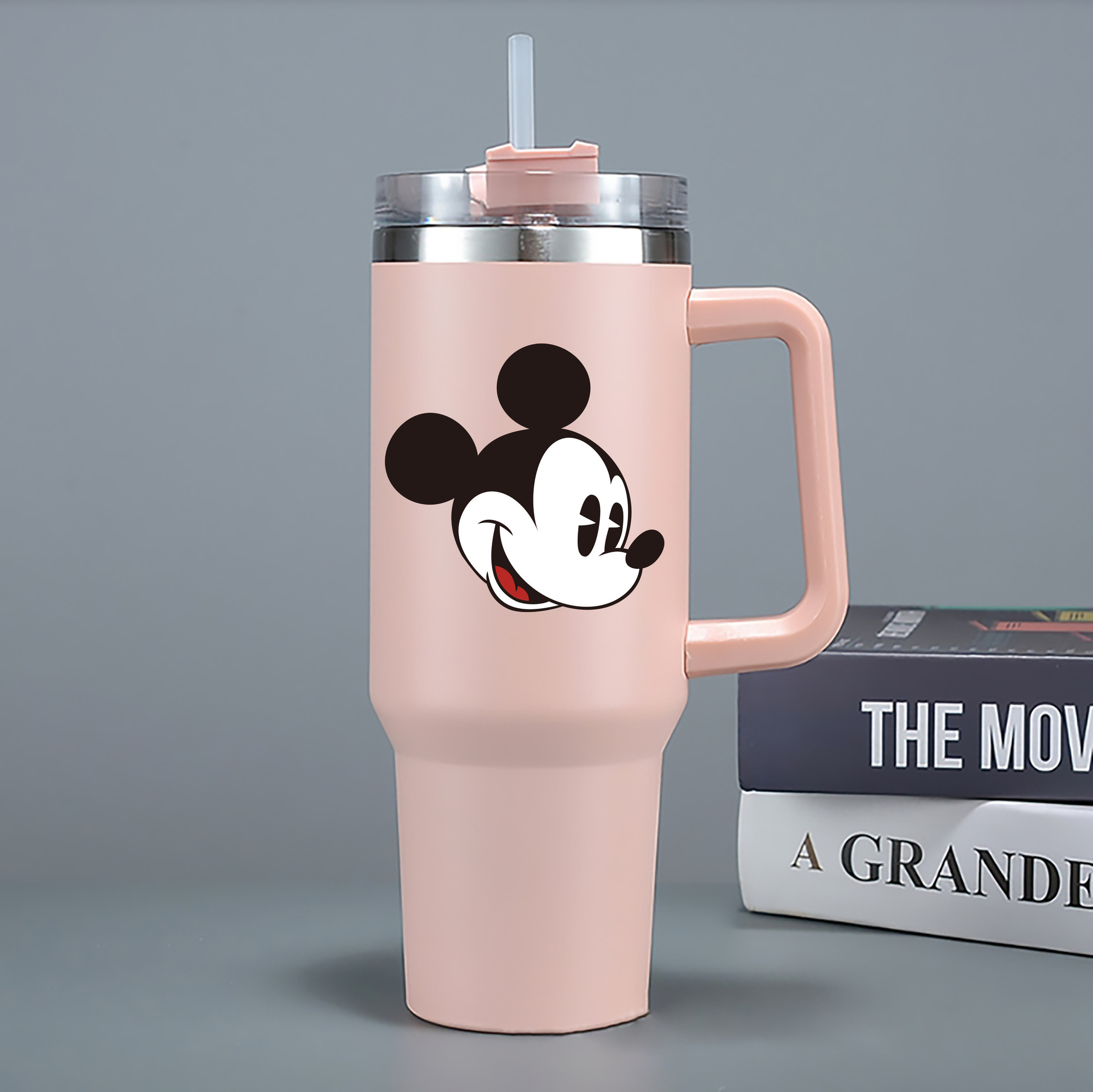 （画像用） ミッキーマウス Mickey Mouse 1200mL車用タンブラー - クリスタルステッカー（プラスチックストロー付き）